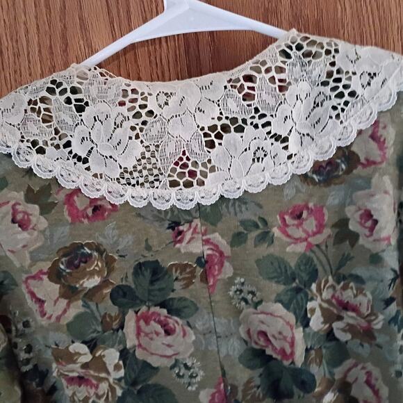 VNTG 90s FR Sport Floral Lace Collar Top Romantic Grunge Cottage Y2K Small - Picture 8 of 10